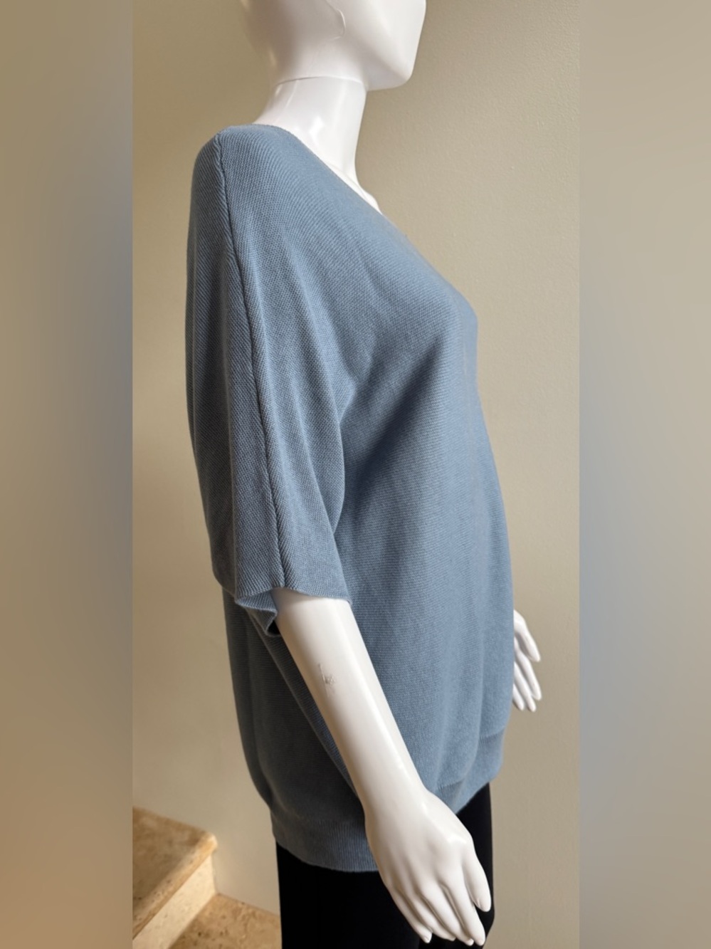 QUINCE Lightweight Cotton Cashmere Link-Stitch Dolman Sweater, Large - Picture 5 of 9